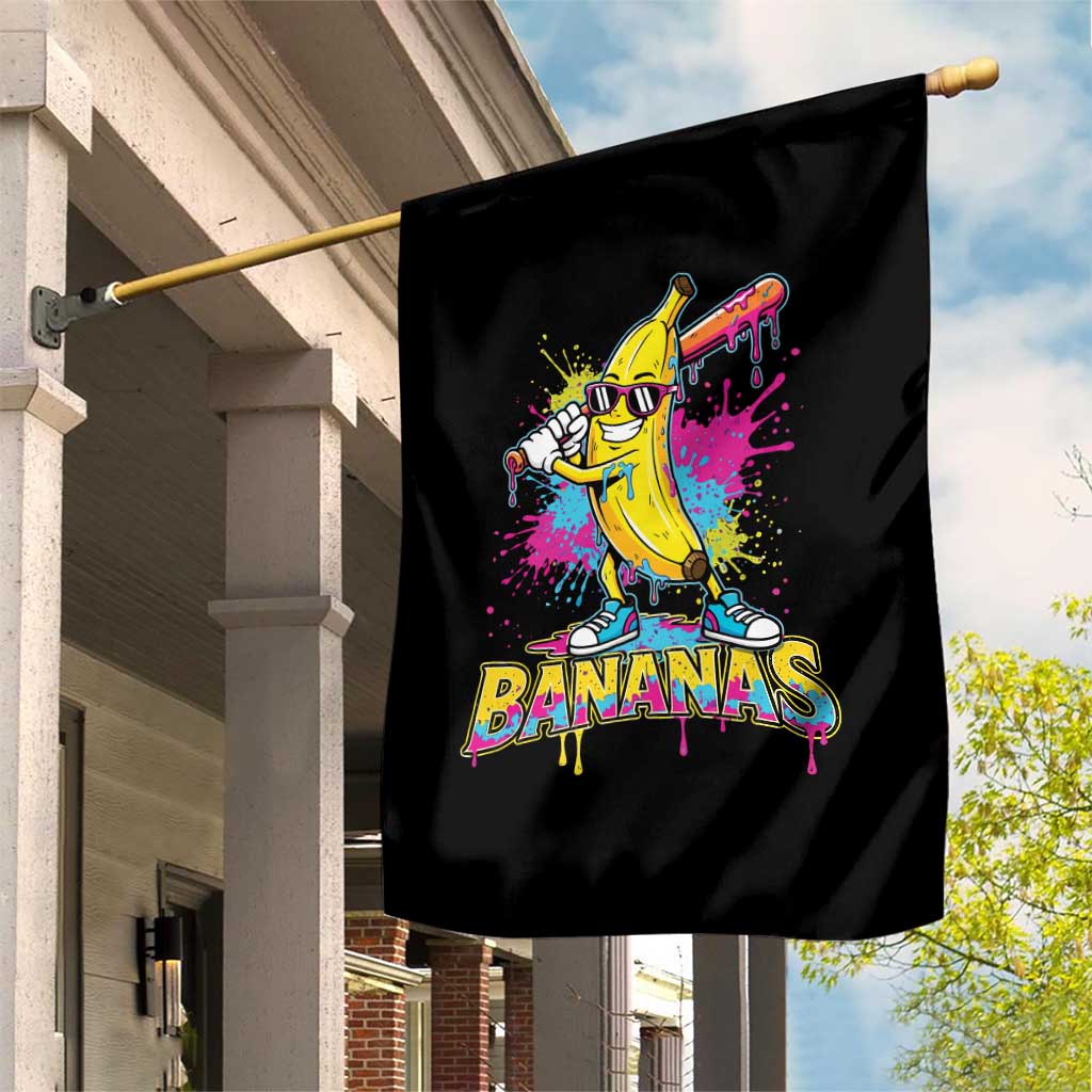 Funny Bananas Baseball Drip Ice Cream Sports Splatter Garden Flag