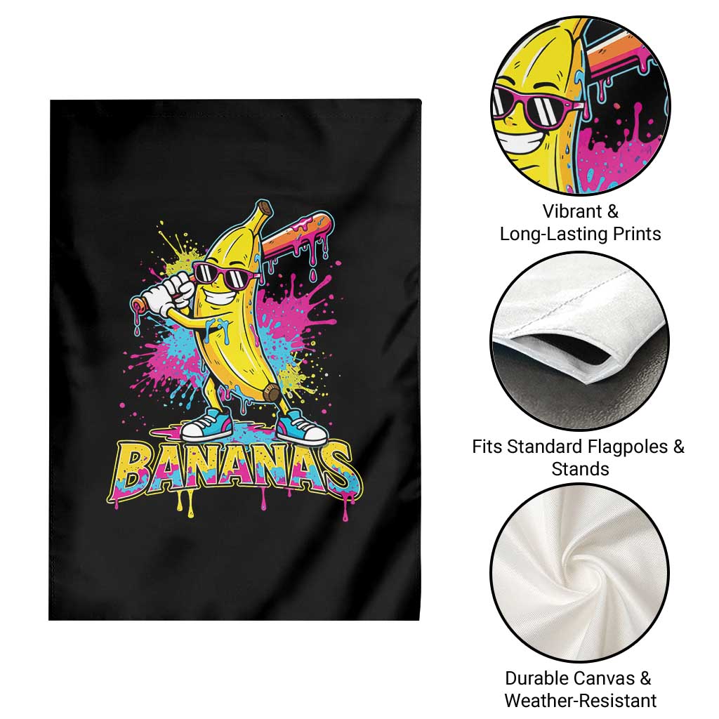 Funny Bananas Baseball Drip Ice Cream Sports Splatter Garden Flag