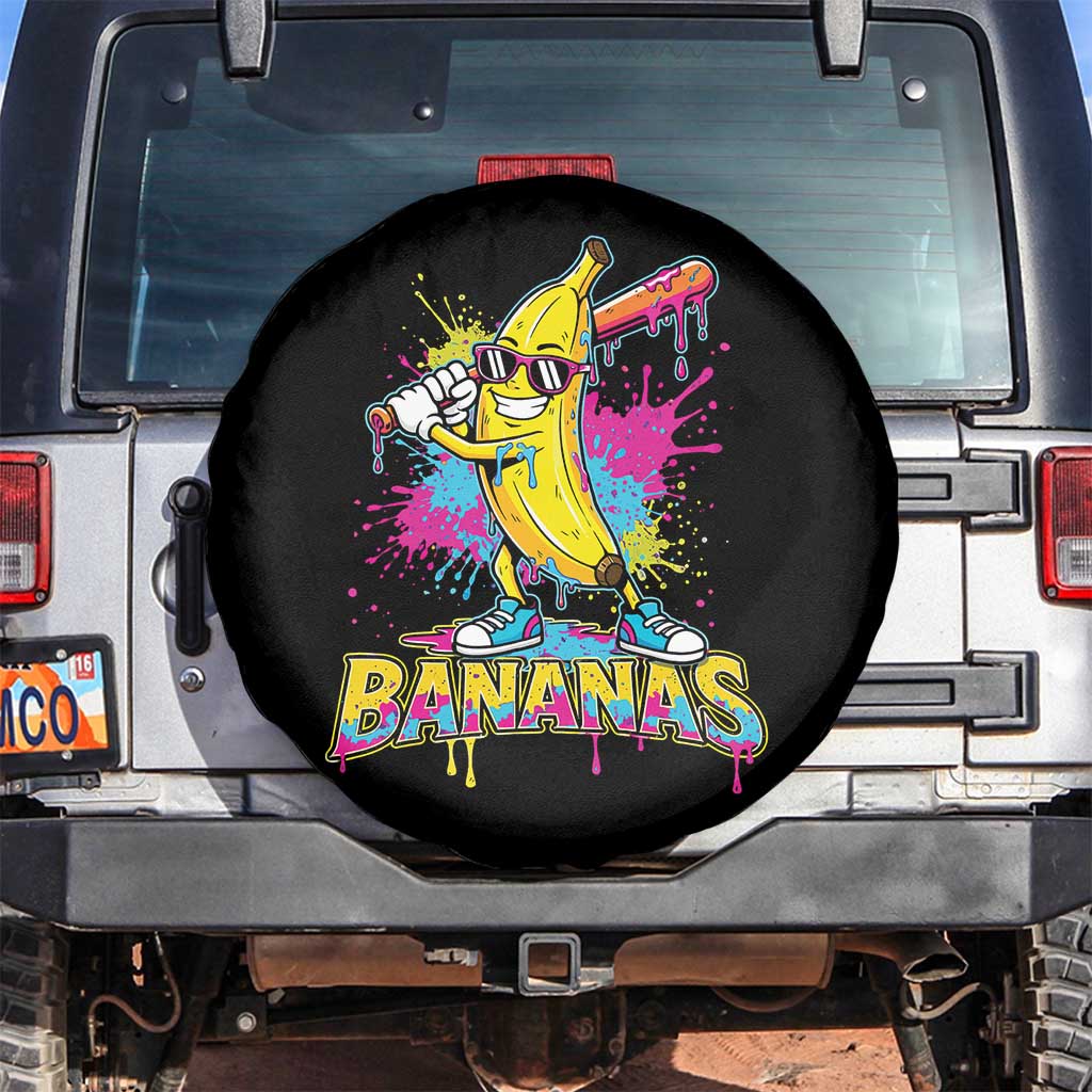 Funny Bananas Baseball Drip Ice Cream Sports Splatter Spare Tire Cover