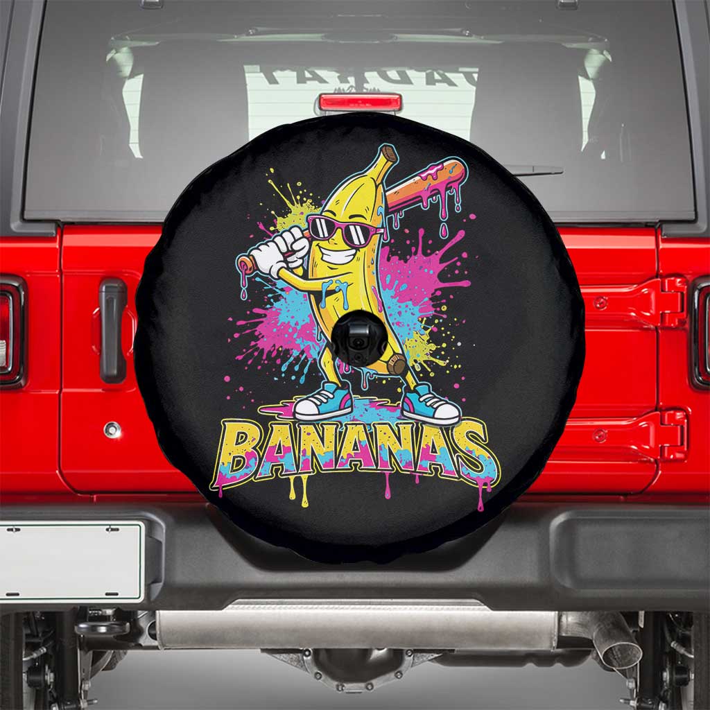 Funny Bananas Baseball Drip Ice Cream Sports Splatter Spare Tire Cover