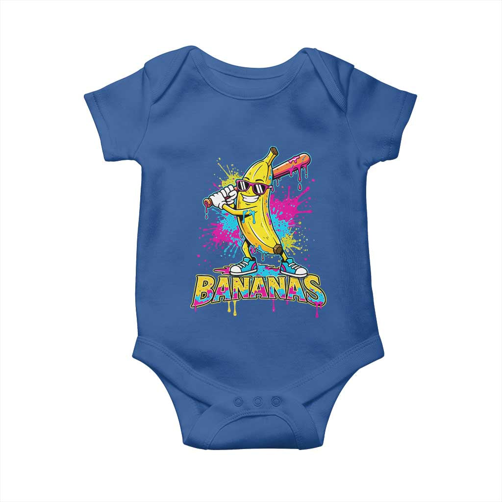 Funny Bananas Baseball Drip Ice Cream Sports Splatter Baby Onesie