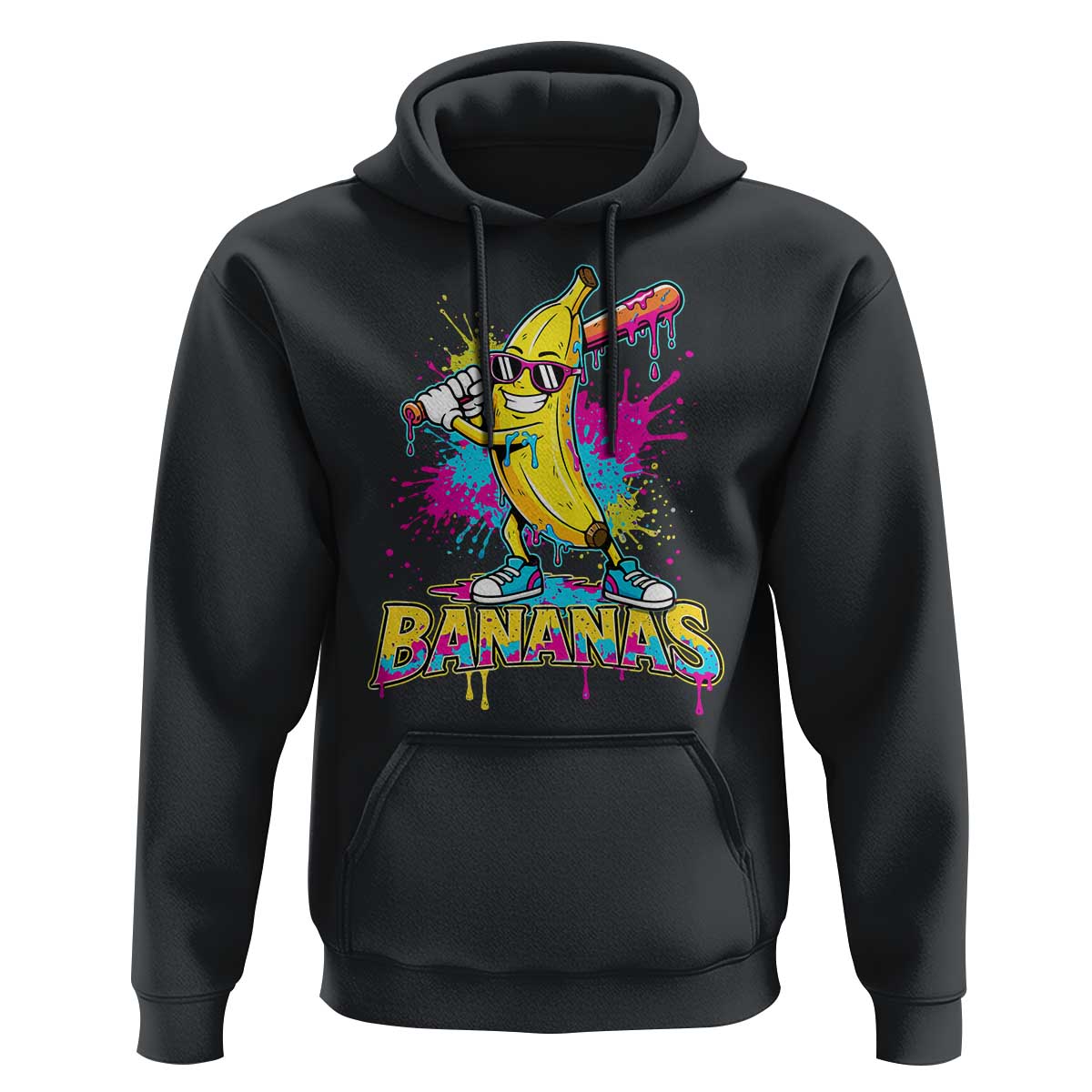 Funny Bananas Baseball Drip Ice Cream Sports Splatter Hoodie