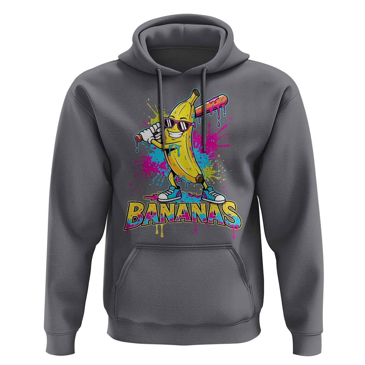 Funny Bananas Baseball Drip Ice Cream Sports Splatter Hoodie