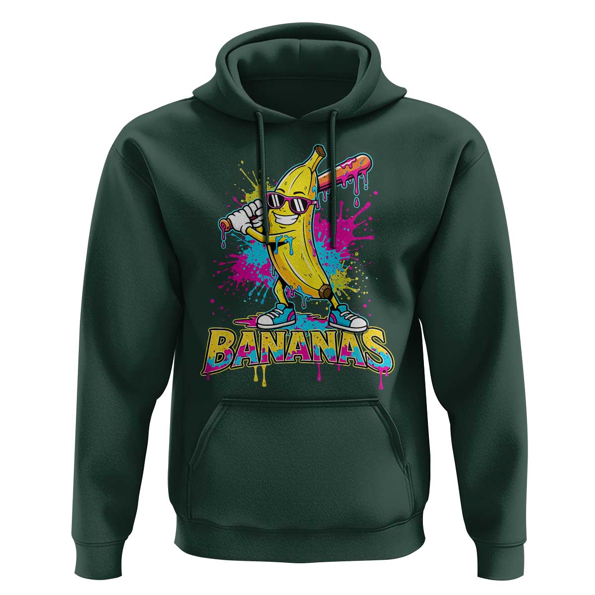 Funny Bananas Baseball Drip Ice Cream Sports Splatter Hoodie