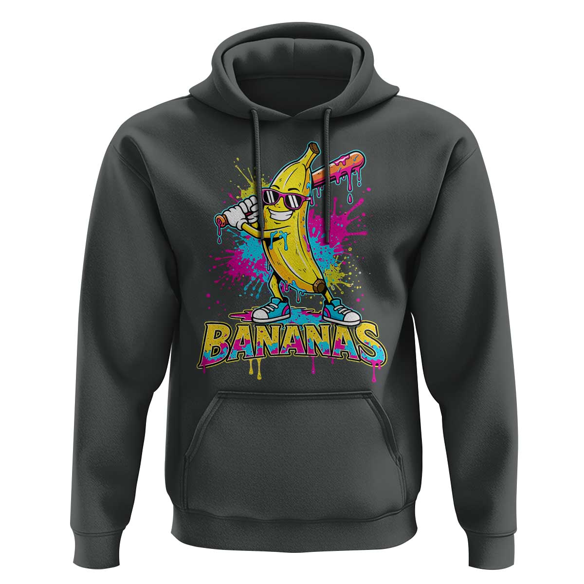 Funny Bananas Baseball Drip Ice Cream Sports Splatter Hoodie