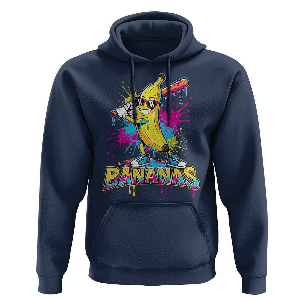 Funny Bananas Baseball Drip Ice Cream Sports Splatter Hoodie