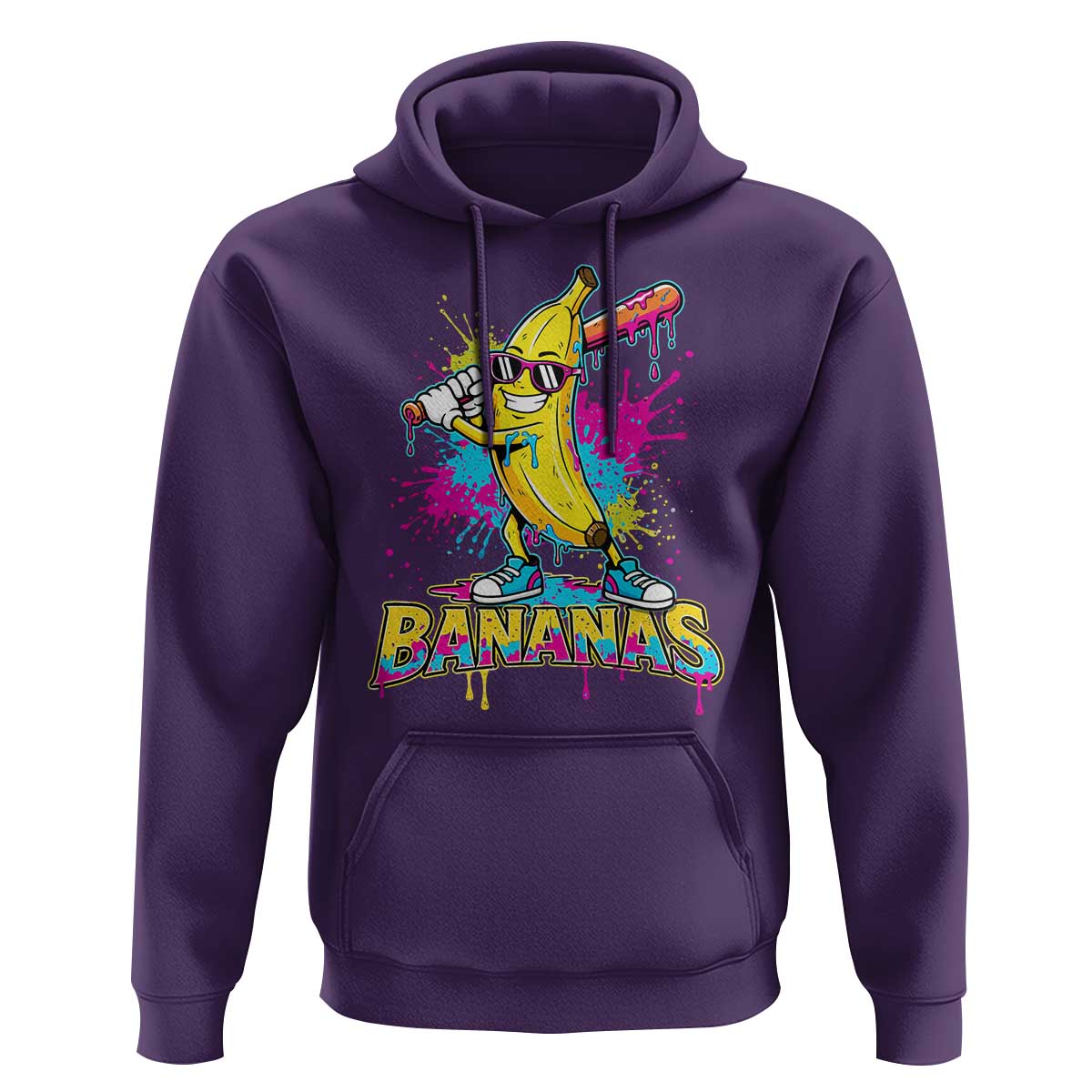 Funny Bananas Baseball Drip Ice Cream Sports Splatter Hoodie