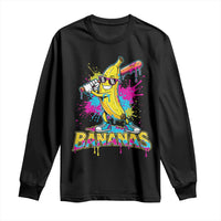 Funny Bananas Baseball Drip Ice Cream Sports Splatter Long Sleeve Shirt