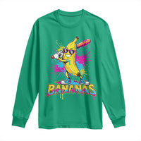 Funny Bananas Baseball Drip Ice Cream Sports Splatter Long Sleeve Shirt