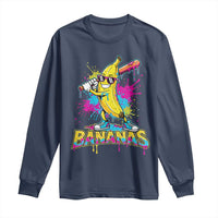 Funny Bananas Baseball Drip Ice Cream Sports Splatter Long Sleeve Shirt