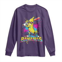Funny Bananas Baseball Drip Ice Cream Sports Splatter Long Sleeve Shirt