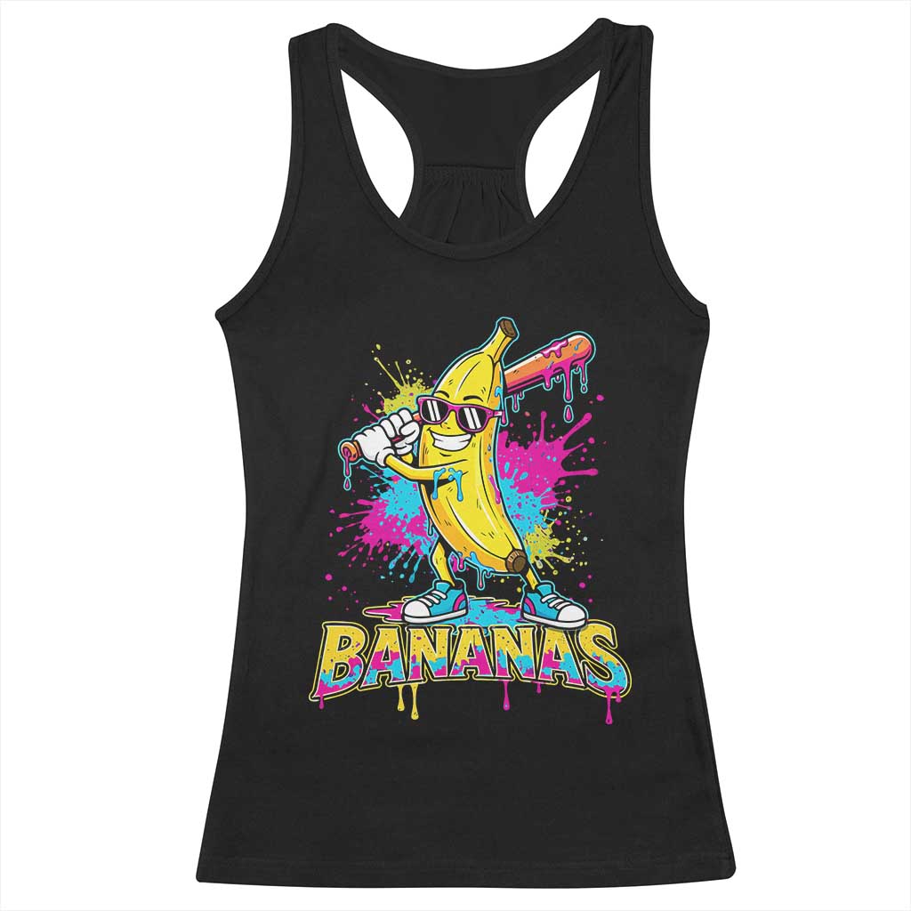 Funny Bananas Baseball Drip Ice Cream Sports Splatter Racerback Tank Top