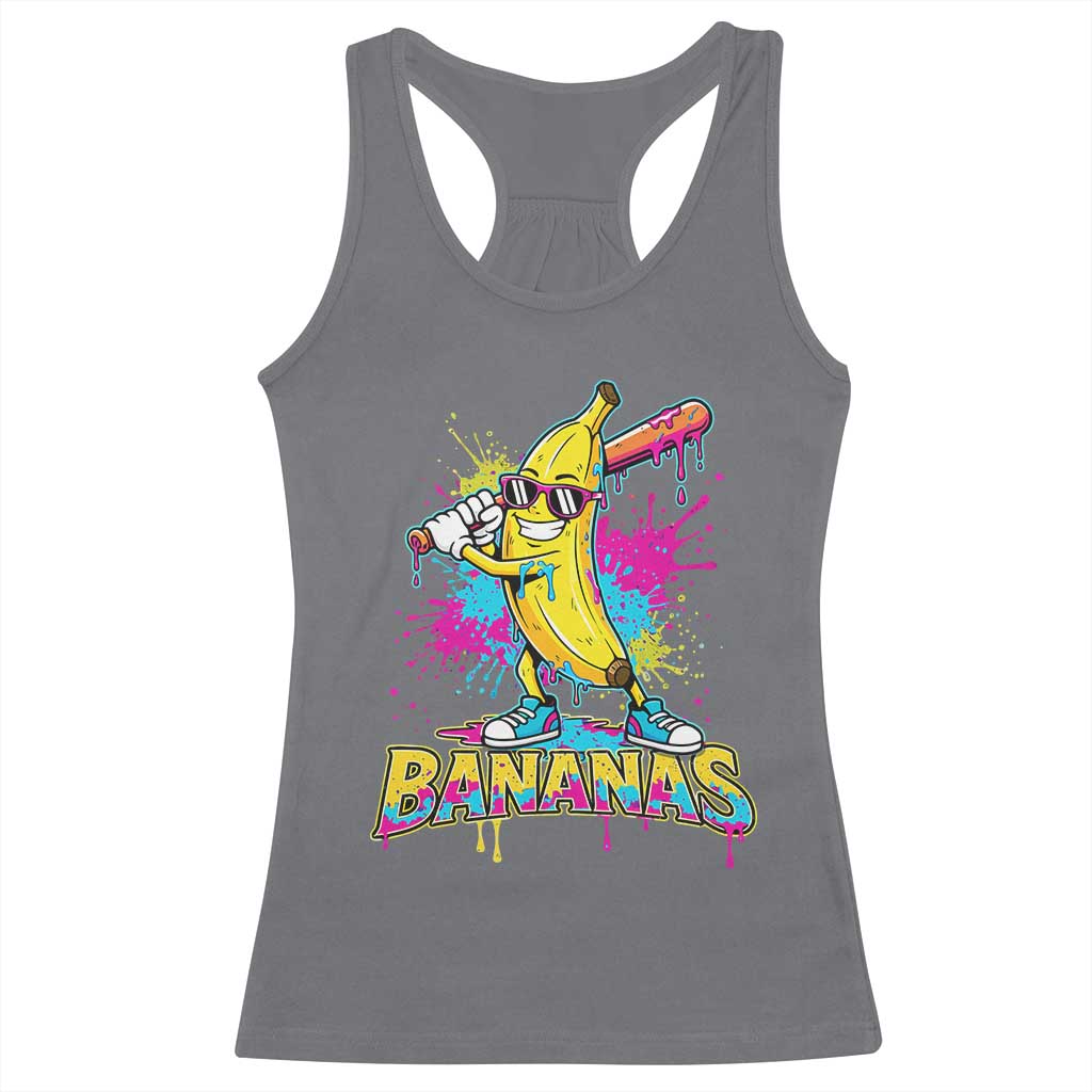 Funny Bananas Baseball Drip Ice Cream Sports Splatter Racerback Tank Top