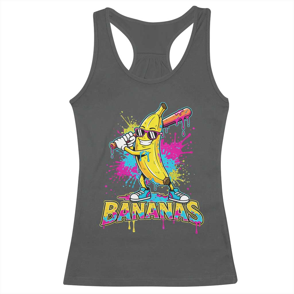 Funny Bananas Baseball Drip Ice Cream Sports Splatter Racerback Tank Top
