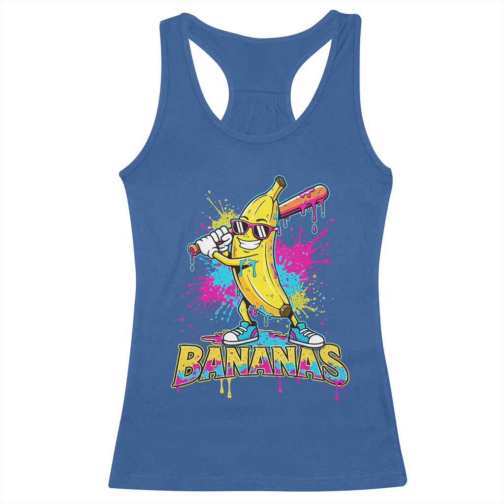 Funny Bananas Baseball Drip Ice Cream Sports Splatter Racerback Tank Top
