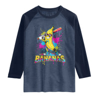 Funny Bananas Baseball Drip Ice Cream Sports Splatter Raglan Shirt
