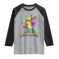 Funny Bananas Baseball Drip Ice Cream Sports Splatter Raglan Shirt