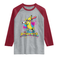 Funny Bananas Baseball Drip Ice Cream Sports Splatter Raglan Shirt