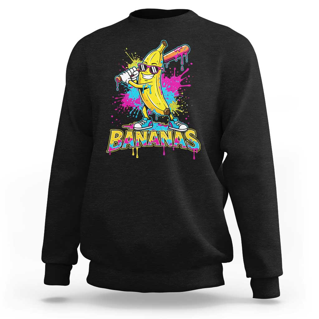 Funny Bananas Baseball Drip Ice Cream Sports Splatter Sweatshirt