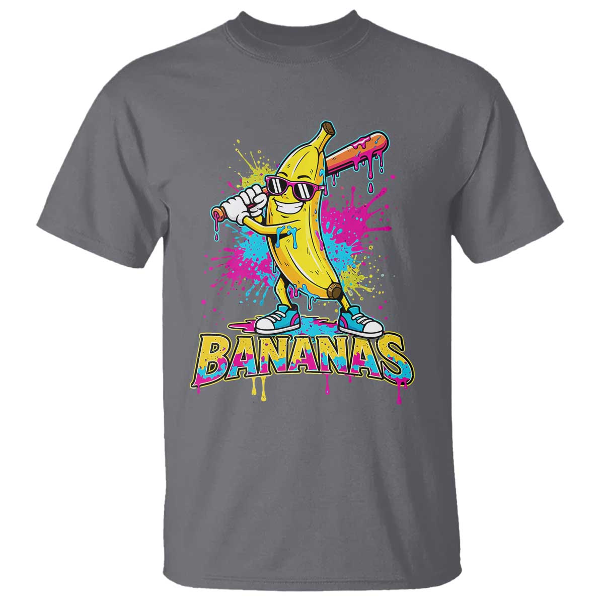 Funny Bananas Baseball Drip Ice Cream Sports Splatter T Shirt
