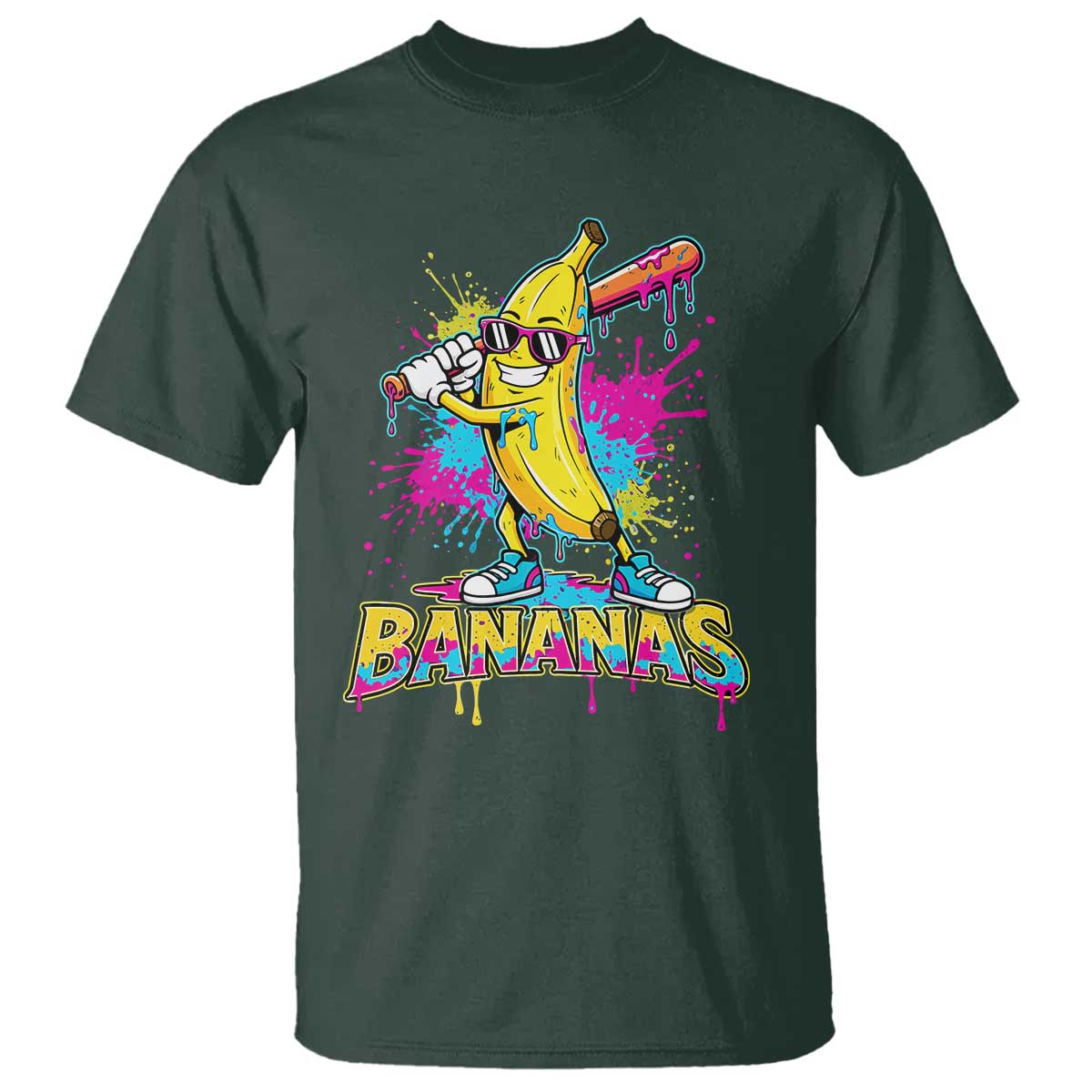 Funny Bananas Baseball Drip Ice Cream Sports Splatter T Shirt