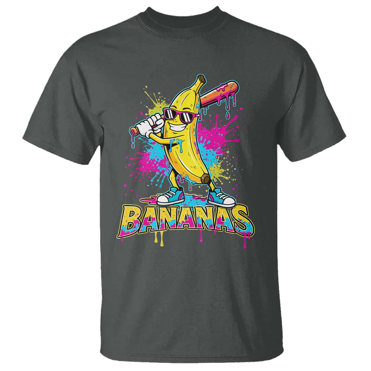 Funny Bananas Baseball Drip Ice Cream Sports Splatter T Shirt