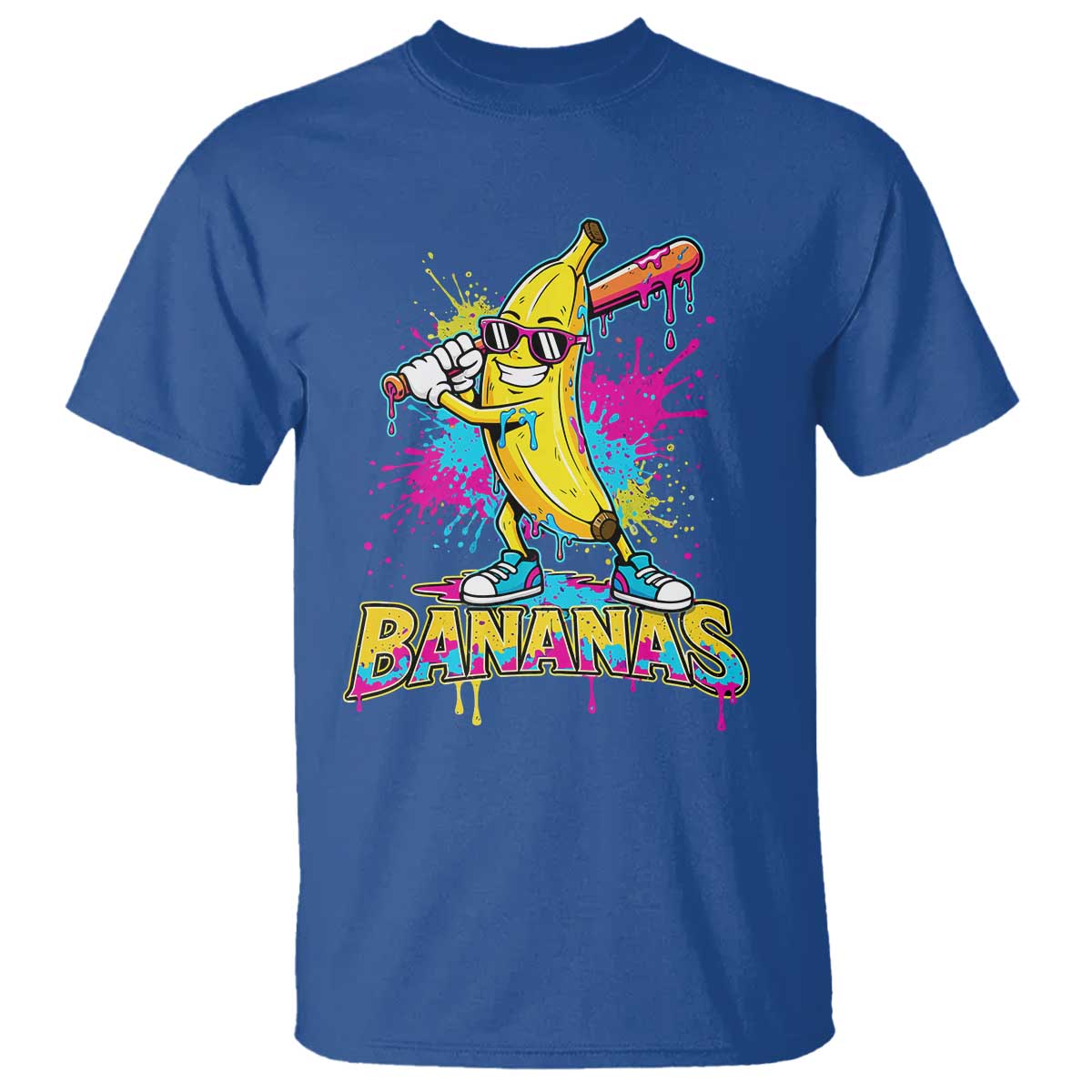 Funny Bananas Baseball Drip Ice Cream Sports Splatter T Shirt