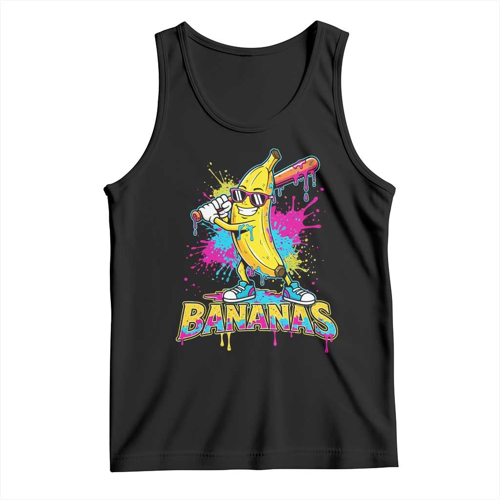 Funny Bananas Baseball Drip Ice Cream Sports Splatter Tank Top
