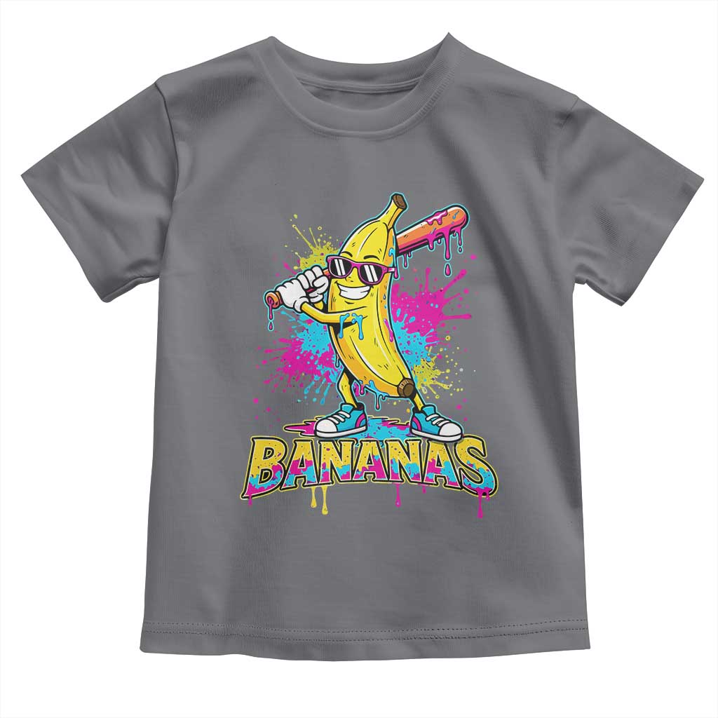 Funny Bananas Baseball Drip Ice Cream Sports Splatter Toddler T Shirt