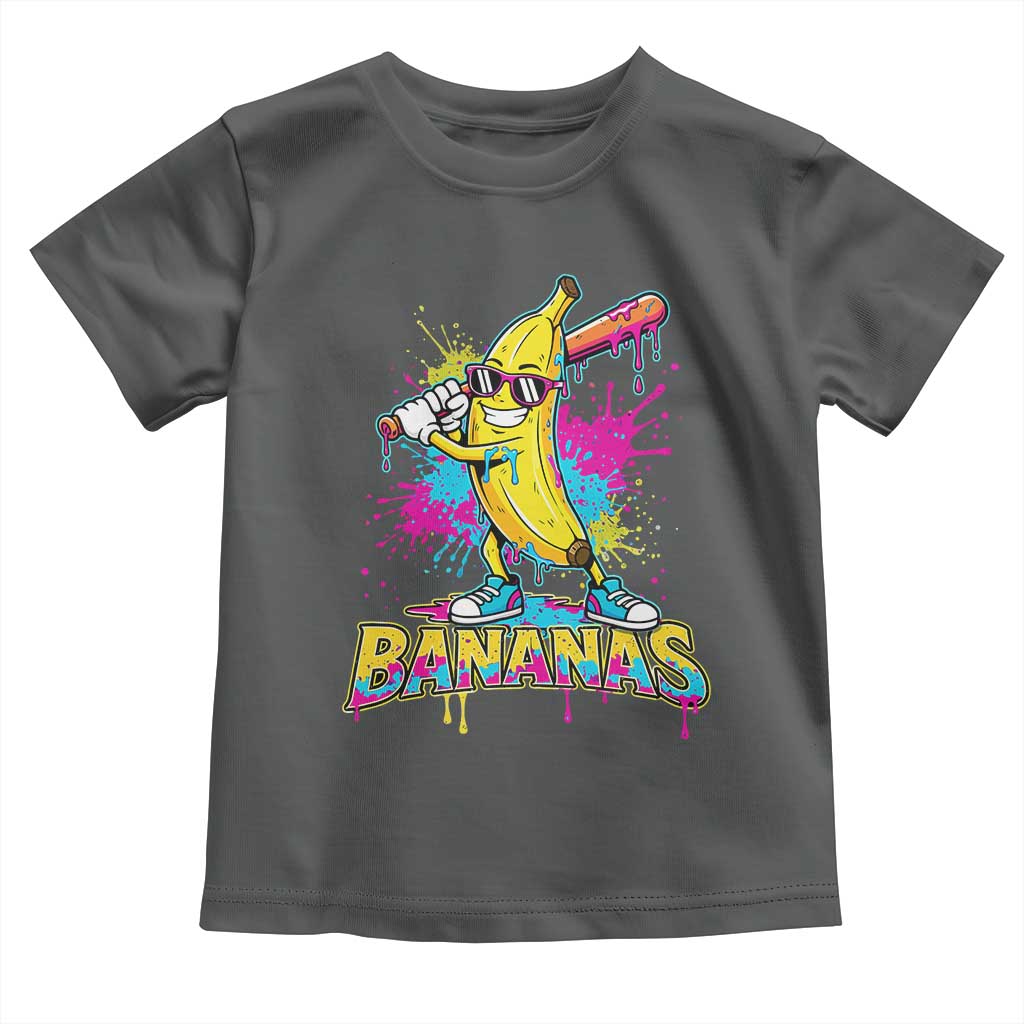 Funny Bananas Baseball Drip Ice Cream Sports Splatter Toddler T Shirt