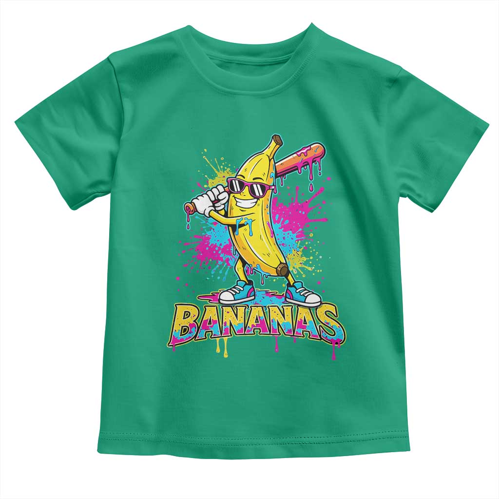 Funny Bananas Baseball Drip Ice Cream Sports Splatter Toddler T Shirt