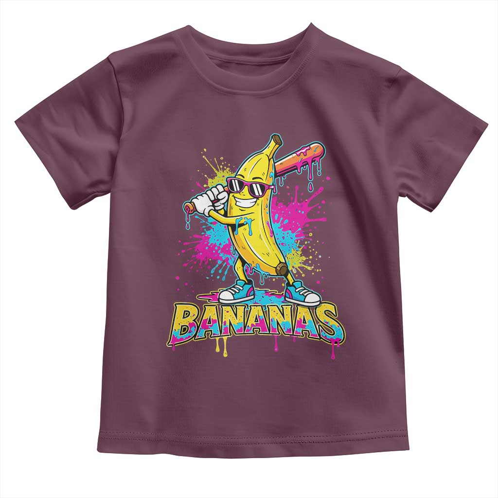 Funny Bananas Baseball Drip Ice Cream Sports Splatter Toddler T Shirt