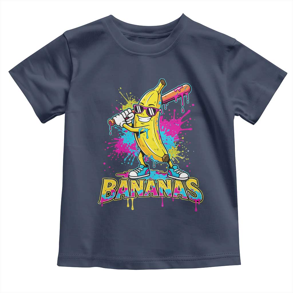 Funny Bananas Baseball Drip Ice Cream Sports Splatter Toddler T Shirt
