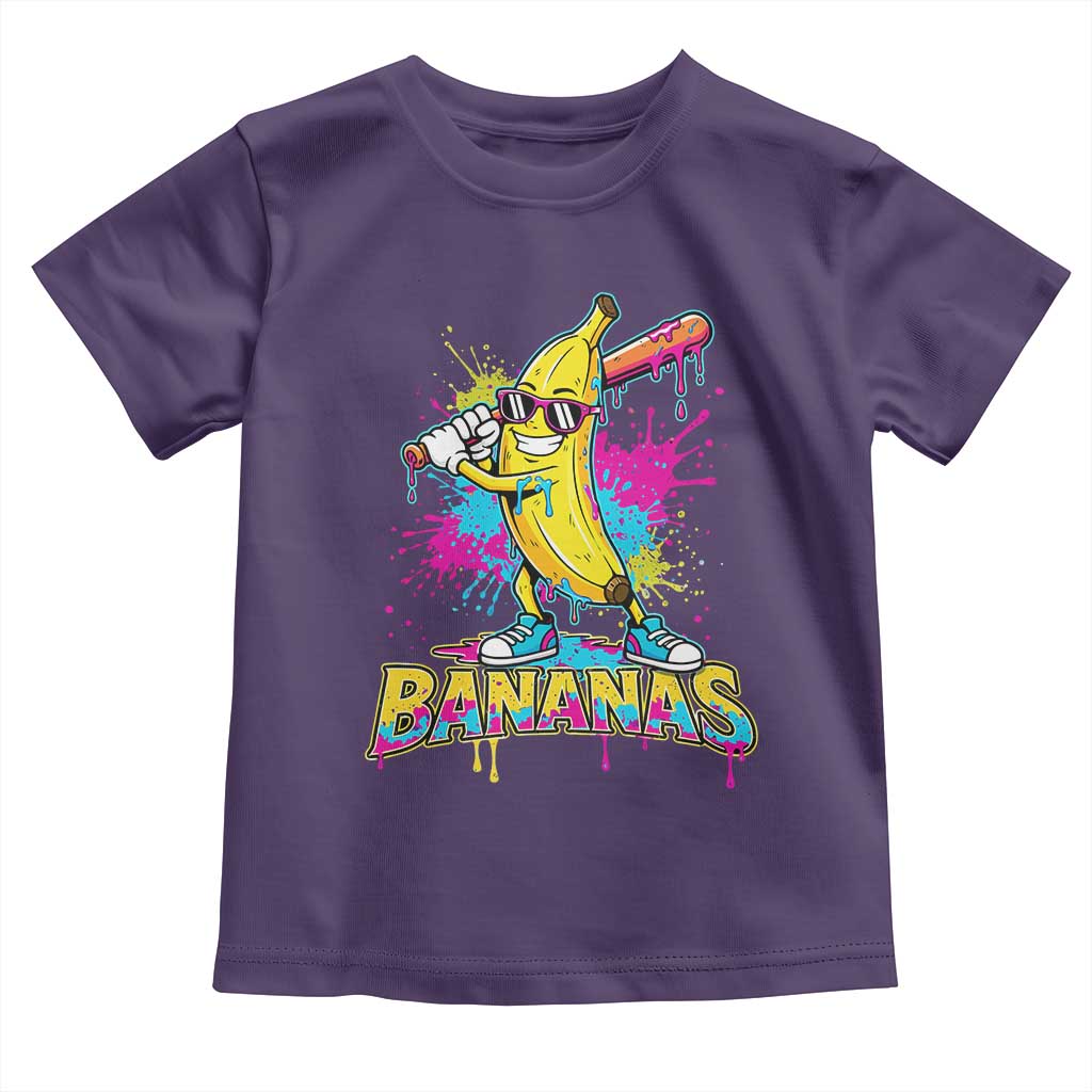 Funny Bananas Baseball Drip Ice Cream Sports Splatter Toddler T Shirt