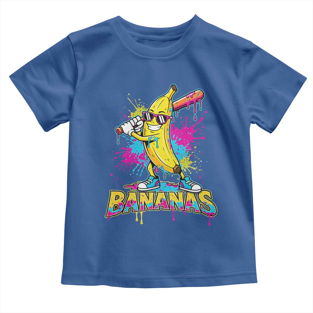 Funny Bananas Baseball Drip Ice Cream Sports Splatter Toddler T Shirt