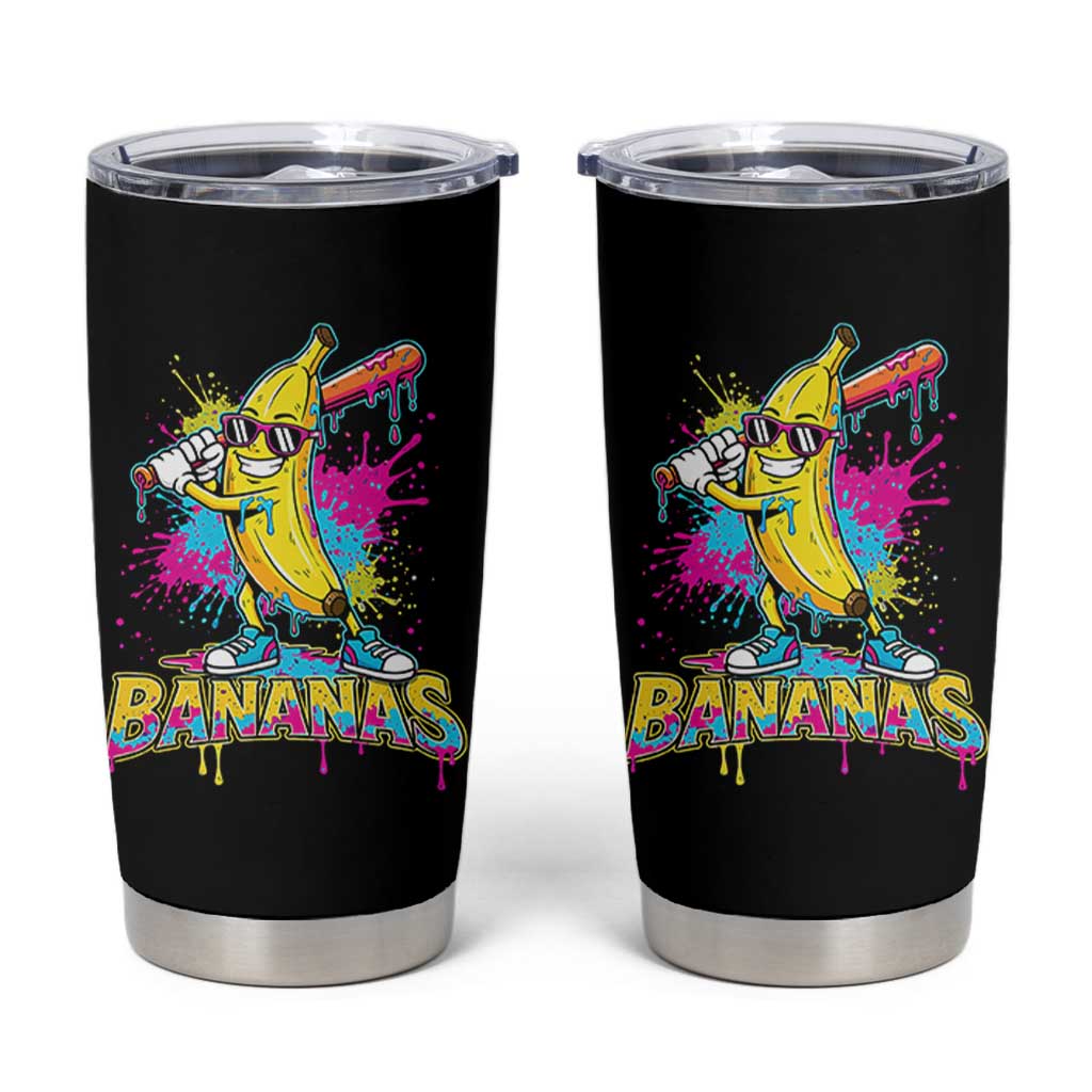 Funny Bananas Baseball Drip Ice Cream Sports Splatter Tumbler Cup