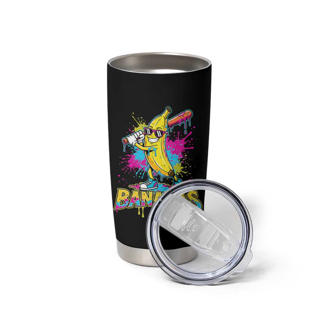 Funny Bananas Baseball Drip Ice Cream Sports Splatter Tumbler Cup