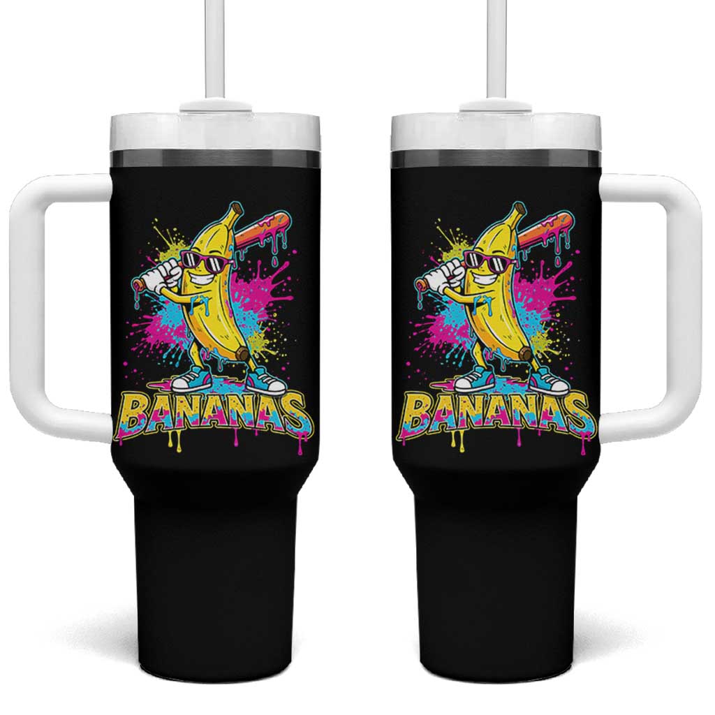 Funny Bananas Baseball Drip Ice Cream Sports Splatter Tumbler With Handle