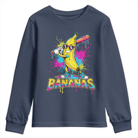 Funny Bananas Baseball Drip Ice Cream Sports Splatter Youth Sweatshirt