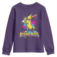Funny Bananas Baseball Drip Ice Cream Sports Splatter Youth Sweatshirt