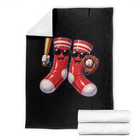 Funny Red Socks Playing Baseball Graphic Sport Game Day Throw Blanket