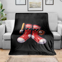 Funny Red Socks Playing Baseball Graphic Sport Game Day Throw Blanket