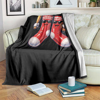Funny Red Socks Playing Baseball Graphic Sport Game Day Throw Blanket