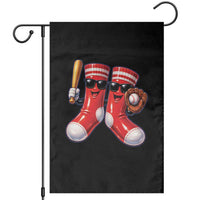 Funny Red Socks Playing Baseball Graphic Sport Game Day Garden Flag