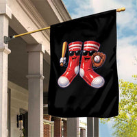 Funny Red Socks Playing Baseball Graphic Sport Game Day Garden Flag