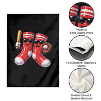 Funny Red Socks Playing Baseball Graphic Sport Game Day Garden Flag