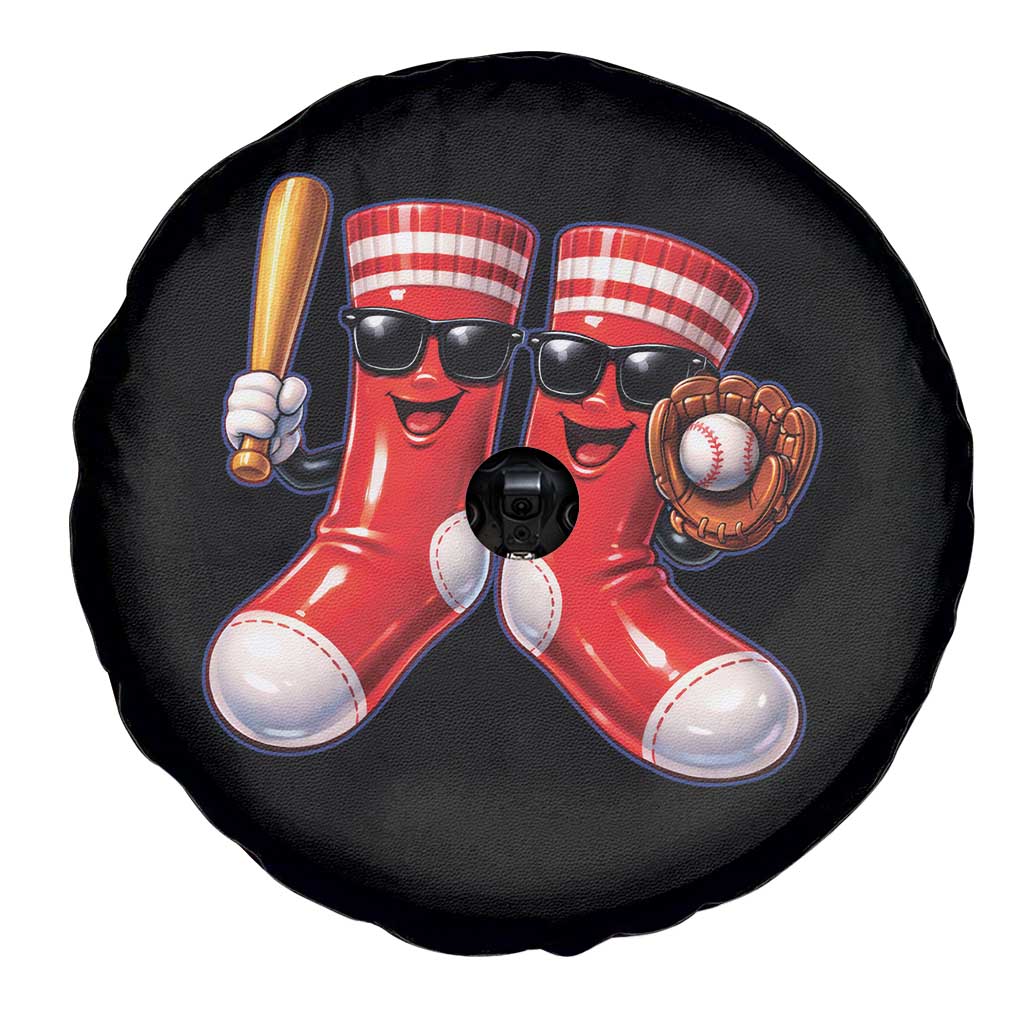 Funny Red Socks Playing Baseball Graphic Sport Game Day Spare Tire Cover