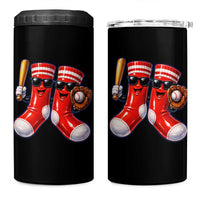 Funny Red Socks Playing Baseball Graphic Sport Game Day 4 in 1 Can Cooler Tumbler