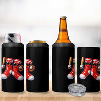 Funny Red Socks Playing Baseball Graphic Sport Game Day 4 in 1 Can Cooler Tumbler