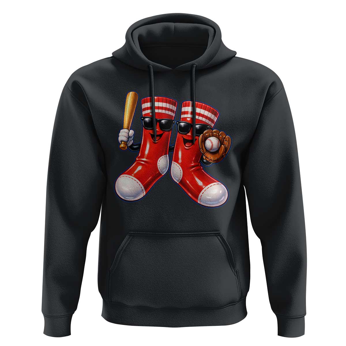 Funny Red Socks Playing Baseball Graphic Sport Game Day Hoodie